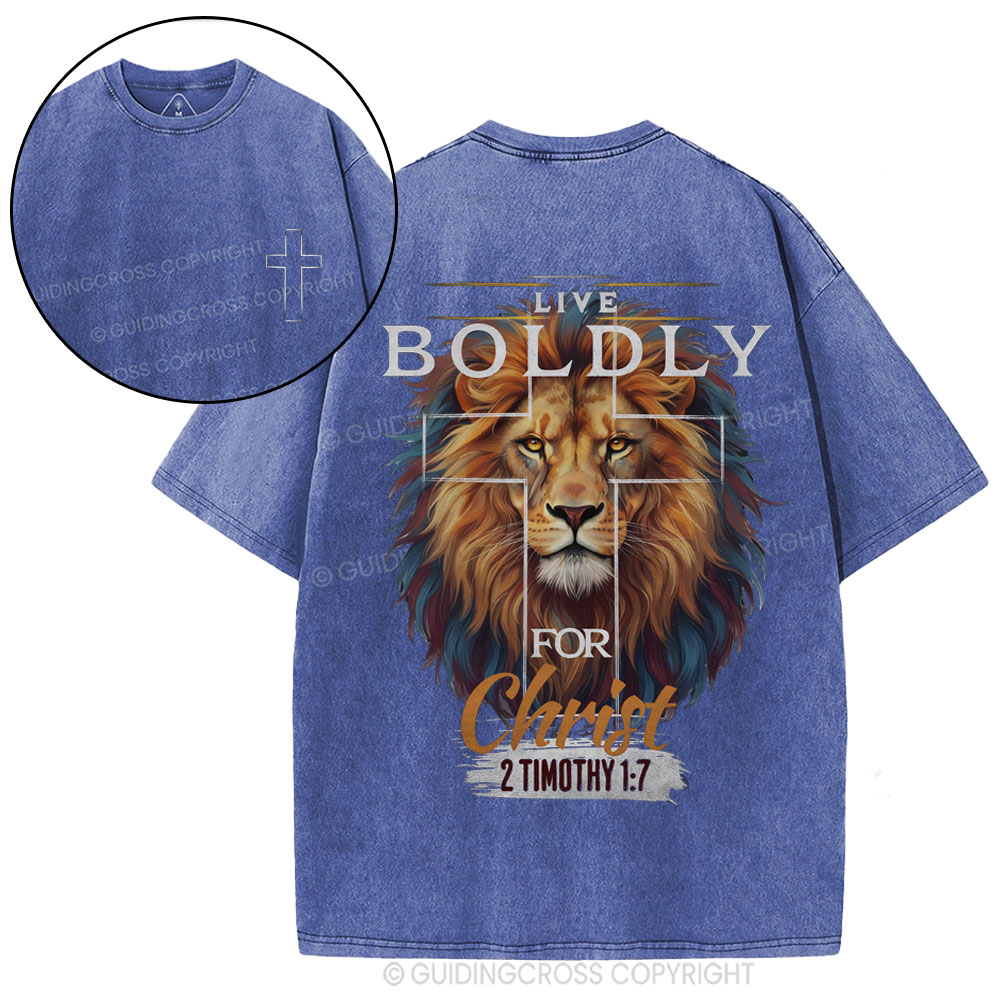 Live Boldly For Christ Christian Washed T-Shirt