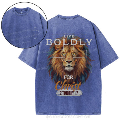Live Boldly For Christ Christian Washed T-Shirt