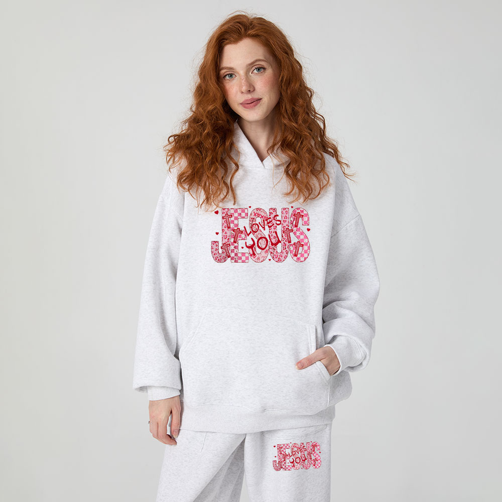 Jesus Loves You Christian Premium Fleece Hoodie Set