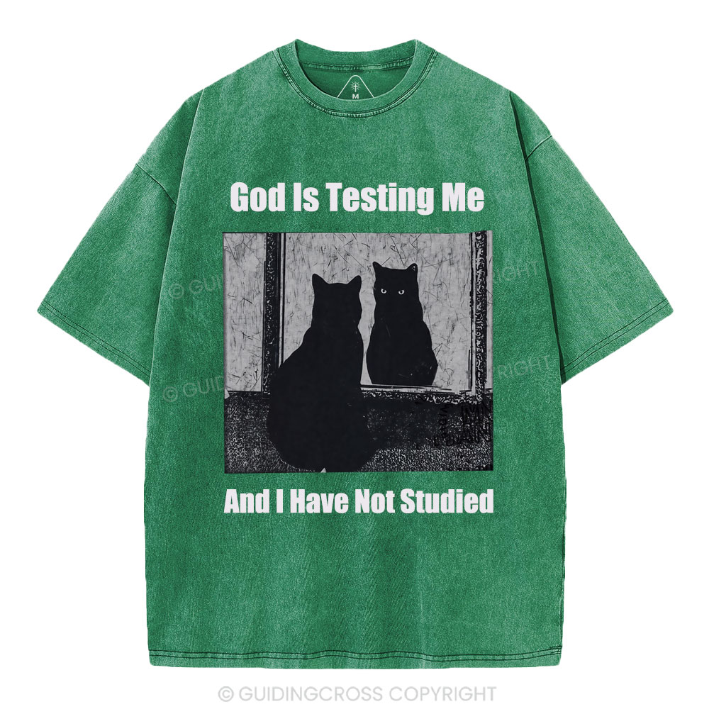 God Is Testing Me And I Have Not Studied Christian Washed T-Shirt