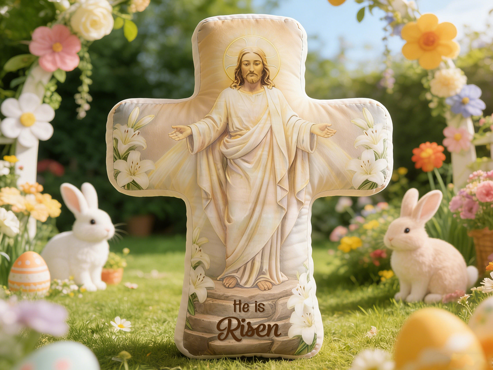 He Is Risen Irregular Short Plush Pillow