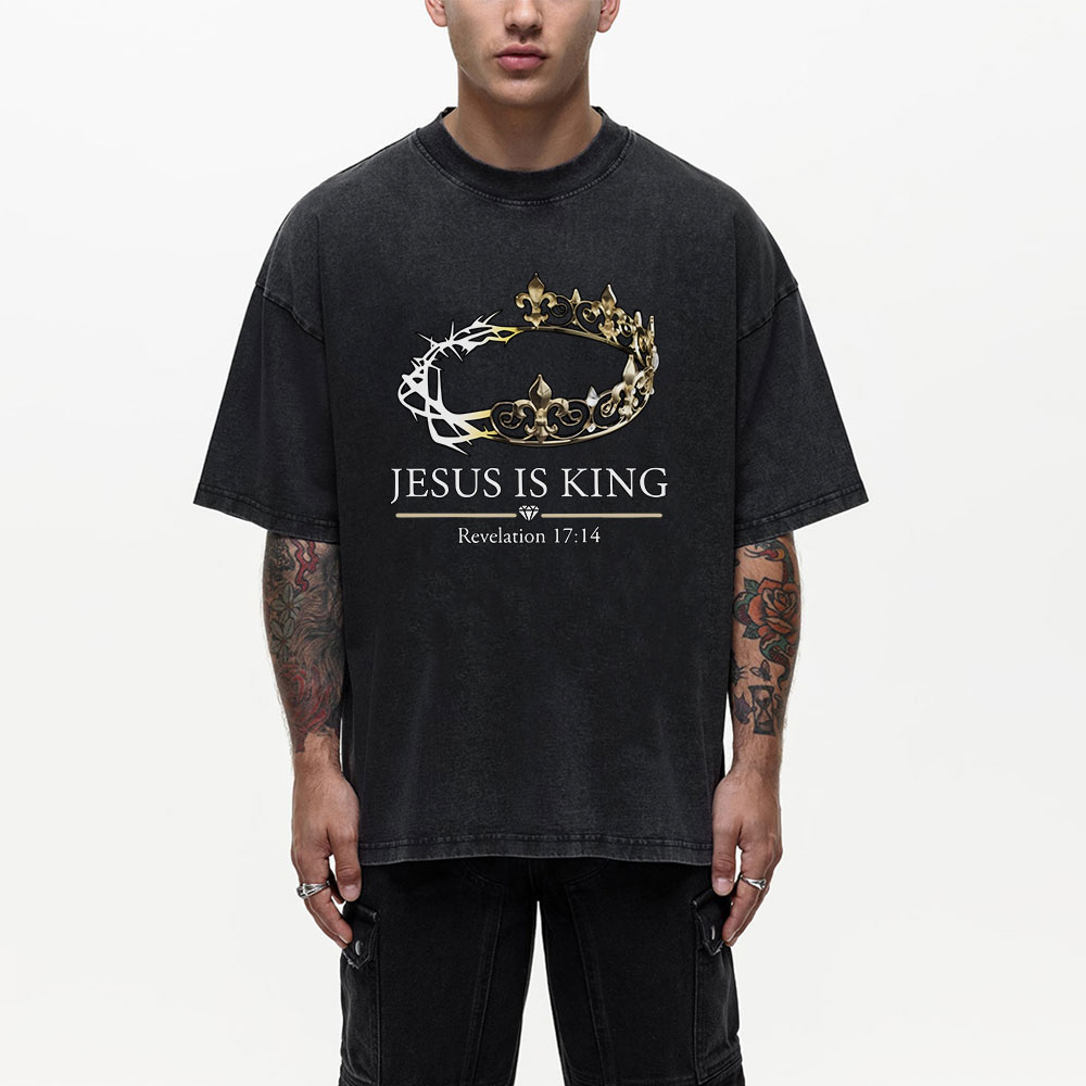 Jesus Is King Vintage Washed Christian T-Shirt