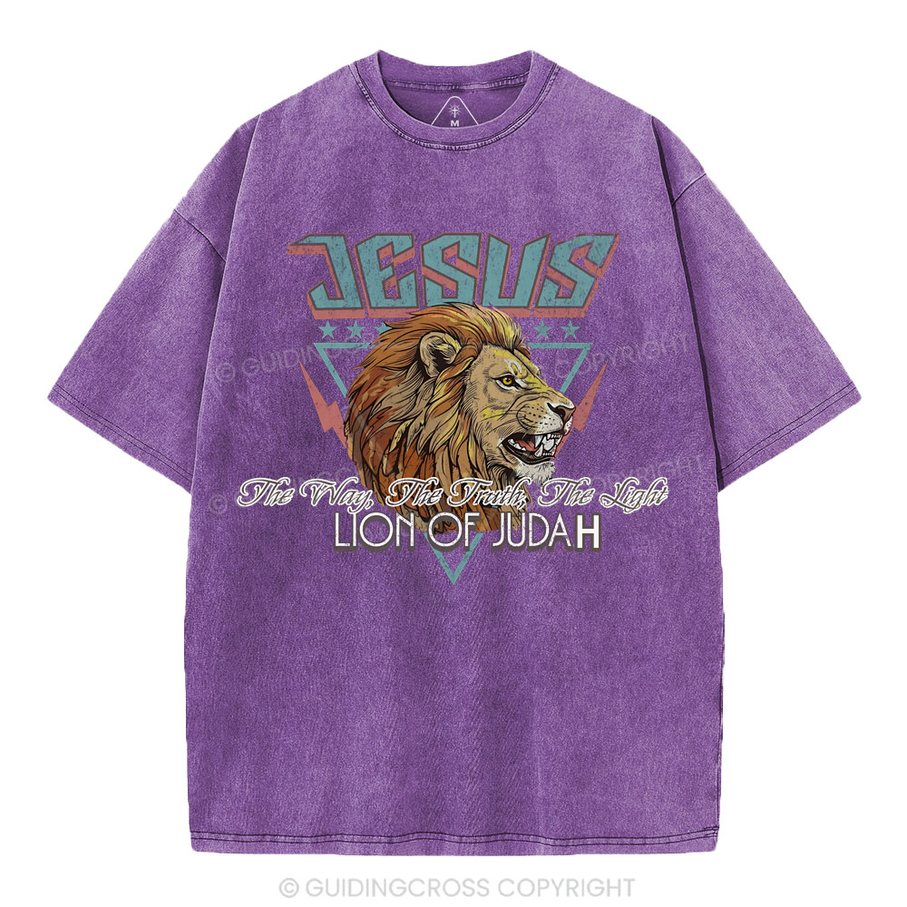 Jesus Lion Of Juda Christian Washed T-Shirt