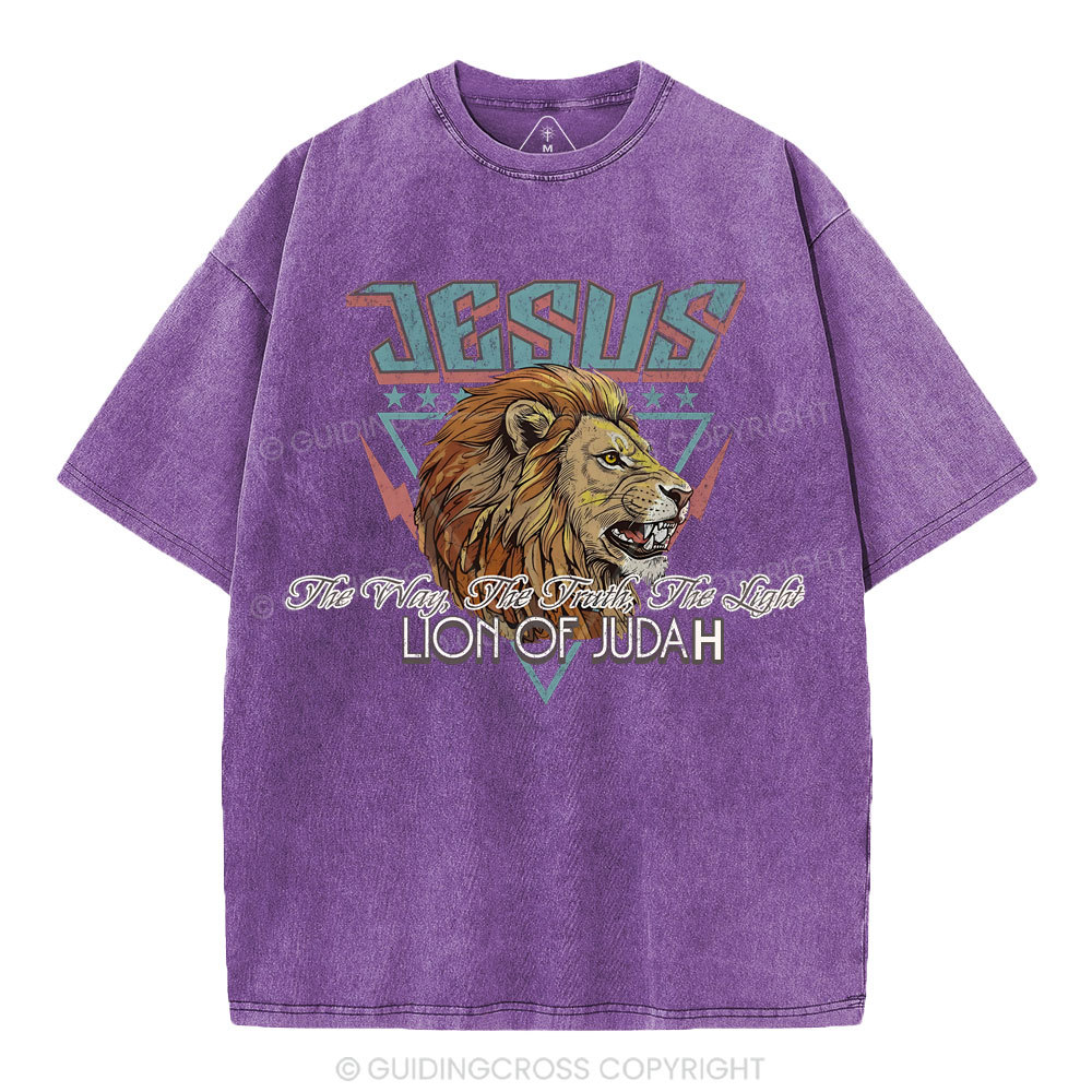 Jesus Lion Of Juda Christian Washed T-Shirt
