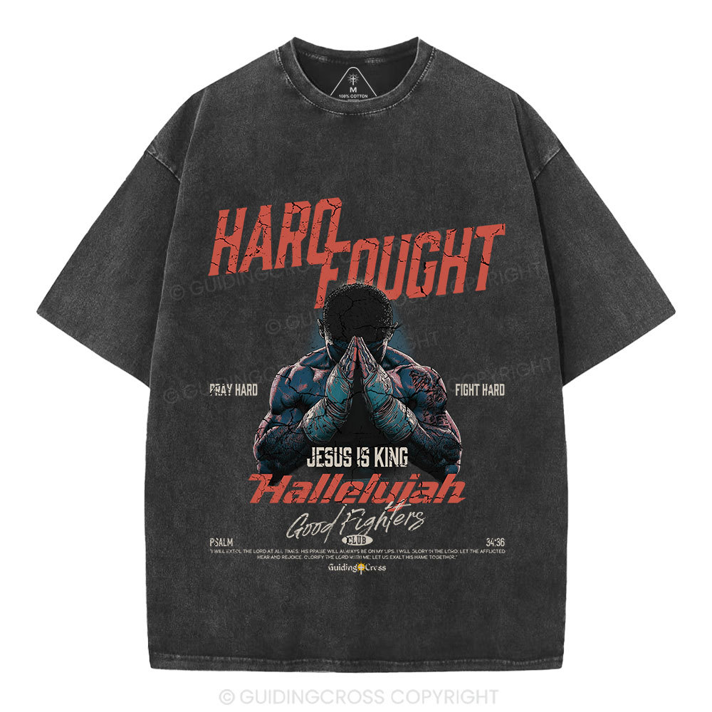Hard Fought Hallelujah Boxing Christian Washed T-Shirt