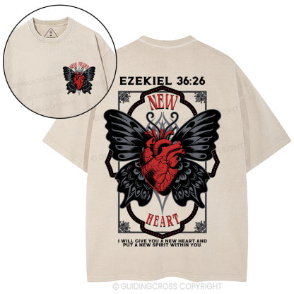 I Will Give You A New Heart Christian Washed T-Shirt