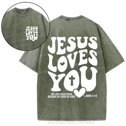 Jesus Loves You Christian Washed T-Shirt