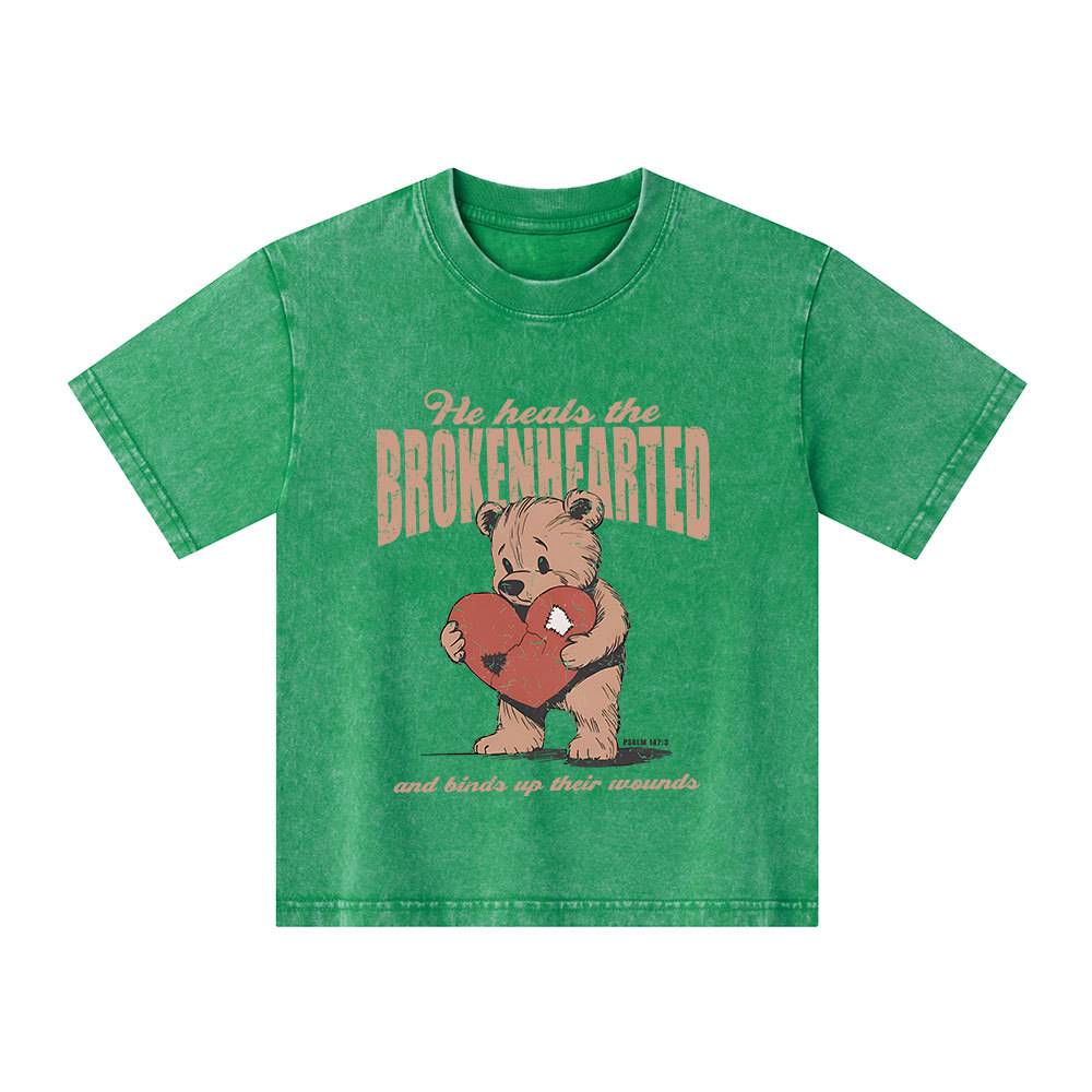 He Heals The Brokenhearted Christian Kid Washed T-Shirt