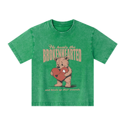 He Heals The Brokenhearted Christian Kid Washed T-Shirt