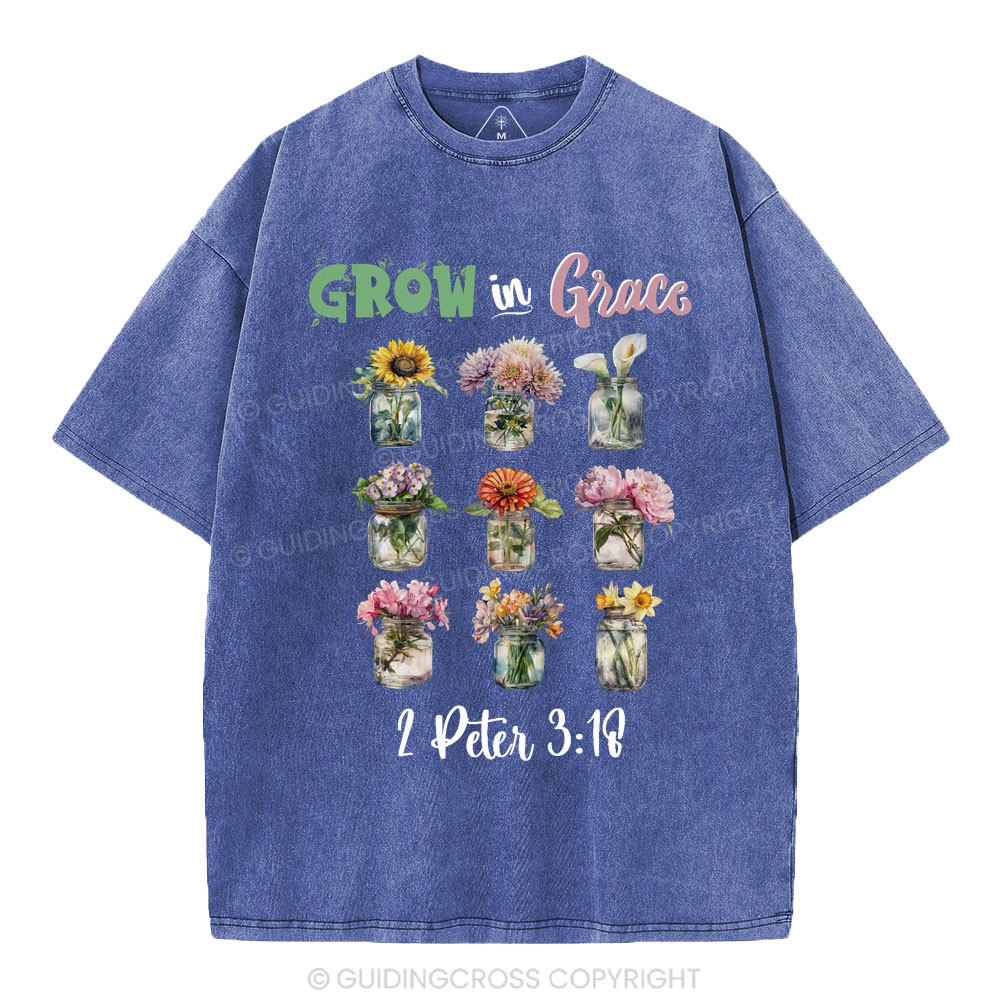 Grow In Grace Christian Washed T-Shirt