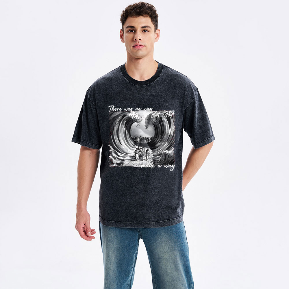 There Was No Way But God Christian Washed T-Shirt
