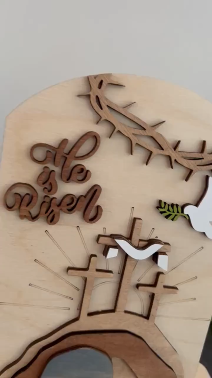 Easter Scene Tomb Wooden Decoration