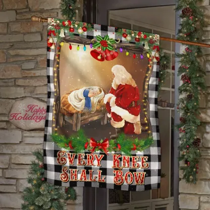 Christian Christmas Santa Claus Every Knee Shall Bow Flag