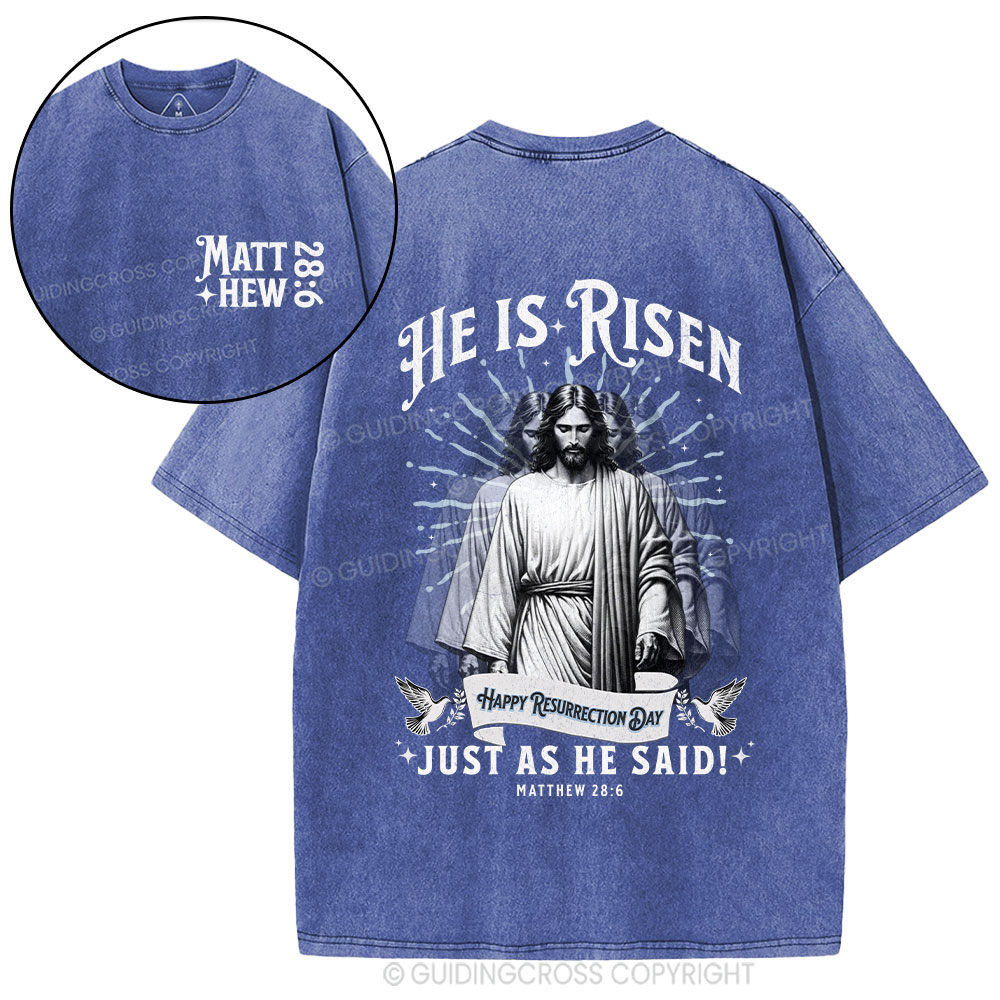 He Is Risen Christian Washed T-Shirt