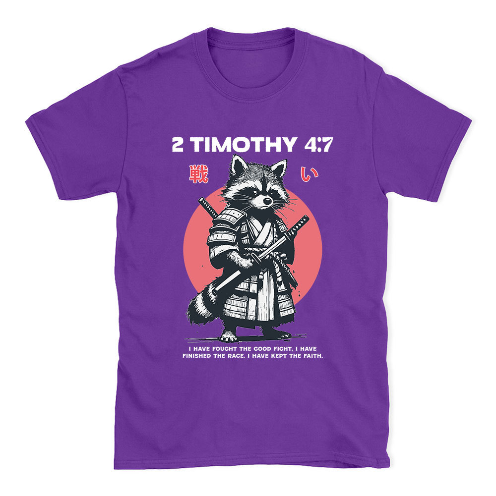 Fought The Good Fight Raccoon Christian T-Shirt