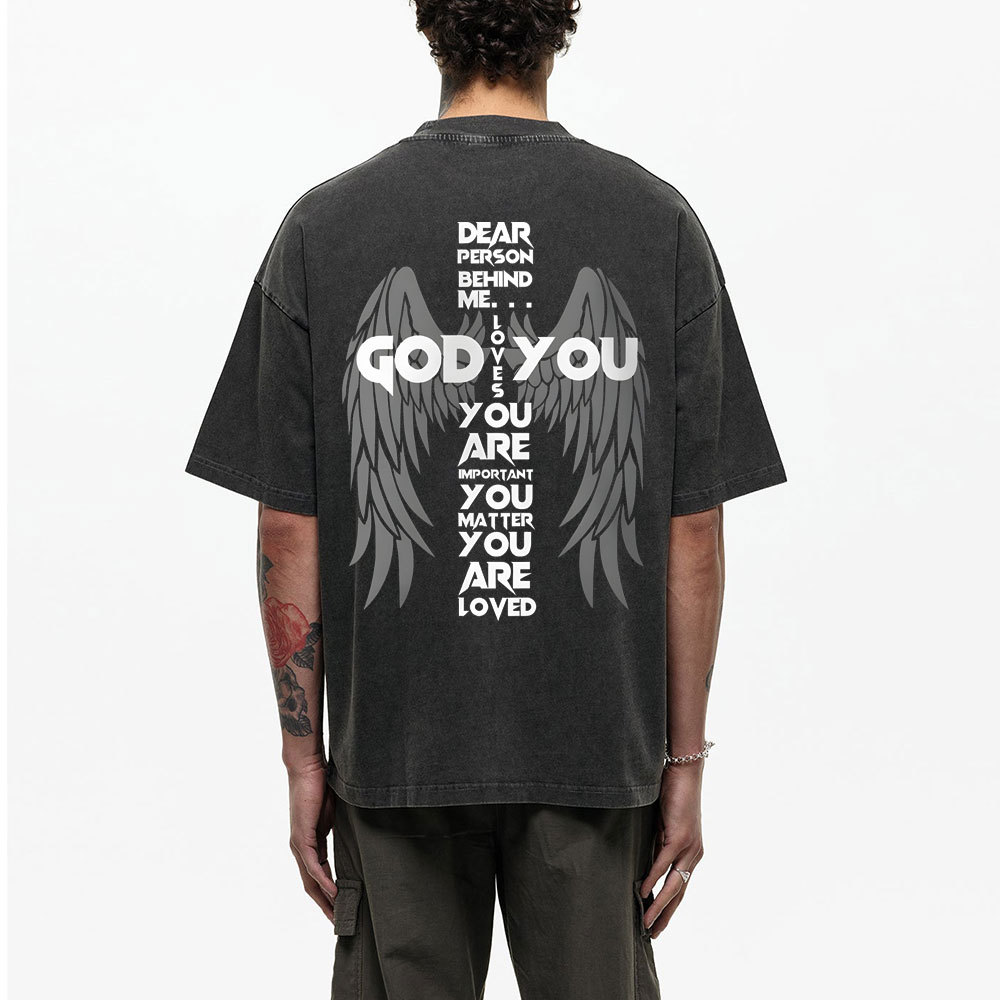 God Loves You Chirstian Washed T-Shirt