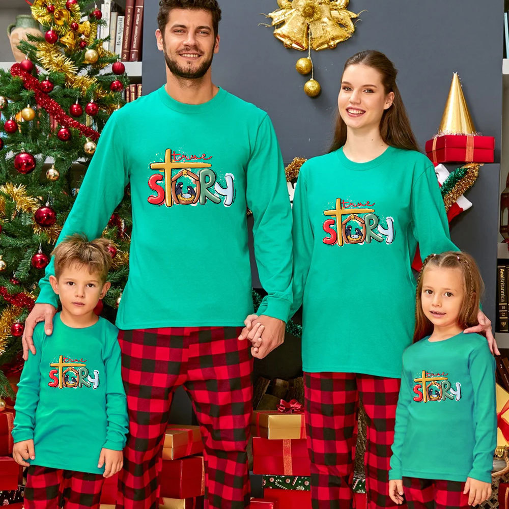 Personalized True Story Nativity Christmas Family Matching Long Sleeve T-Shirt