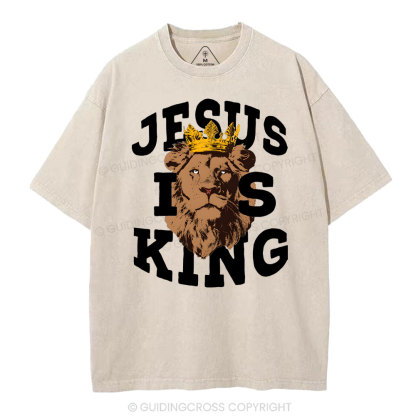 Jesus Is King Christian Washed T-Shirt