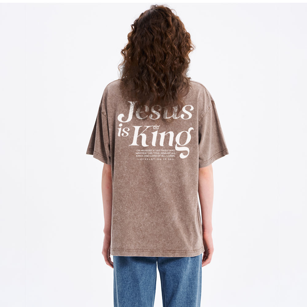 Jesus Is King Christian Washed T-Shirt