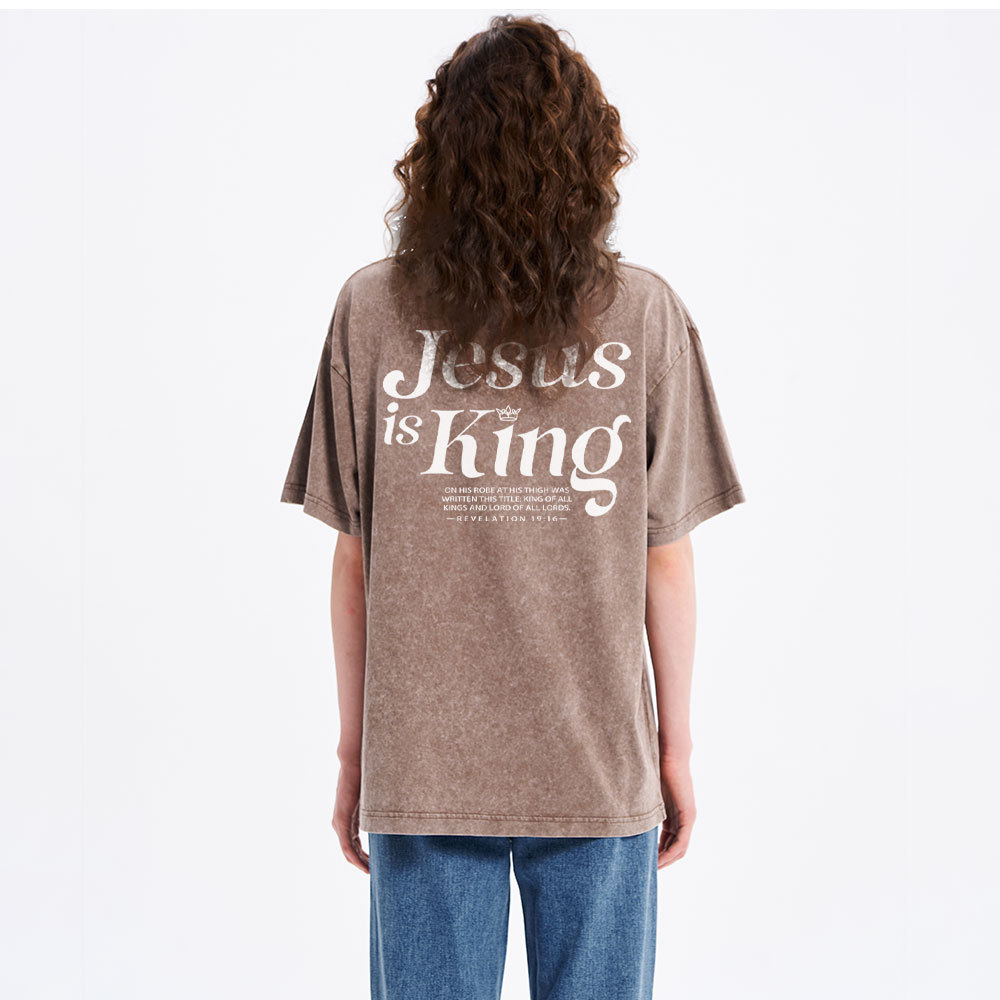Jesus Is King Christian Washed T-Shirt