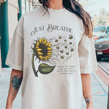 Just Breathe Christian Washed  T-Shirt