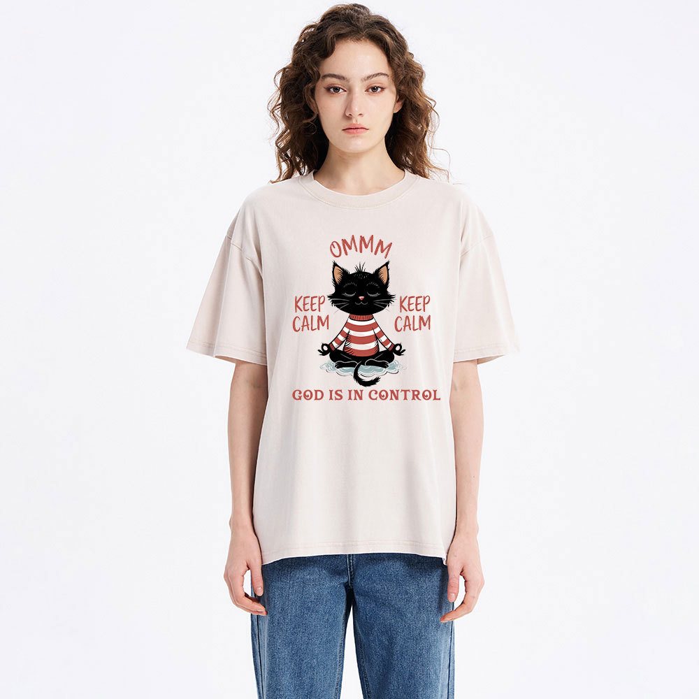 God Is In Control Christian Christmas Washed T-Shirt