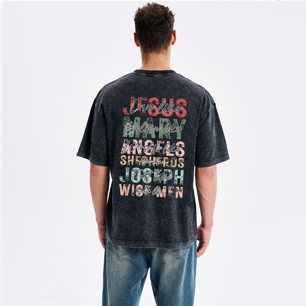 Love Like Jesus Christian Christmas Washed T-Shirt