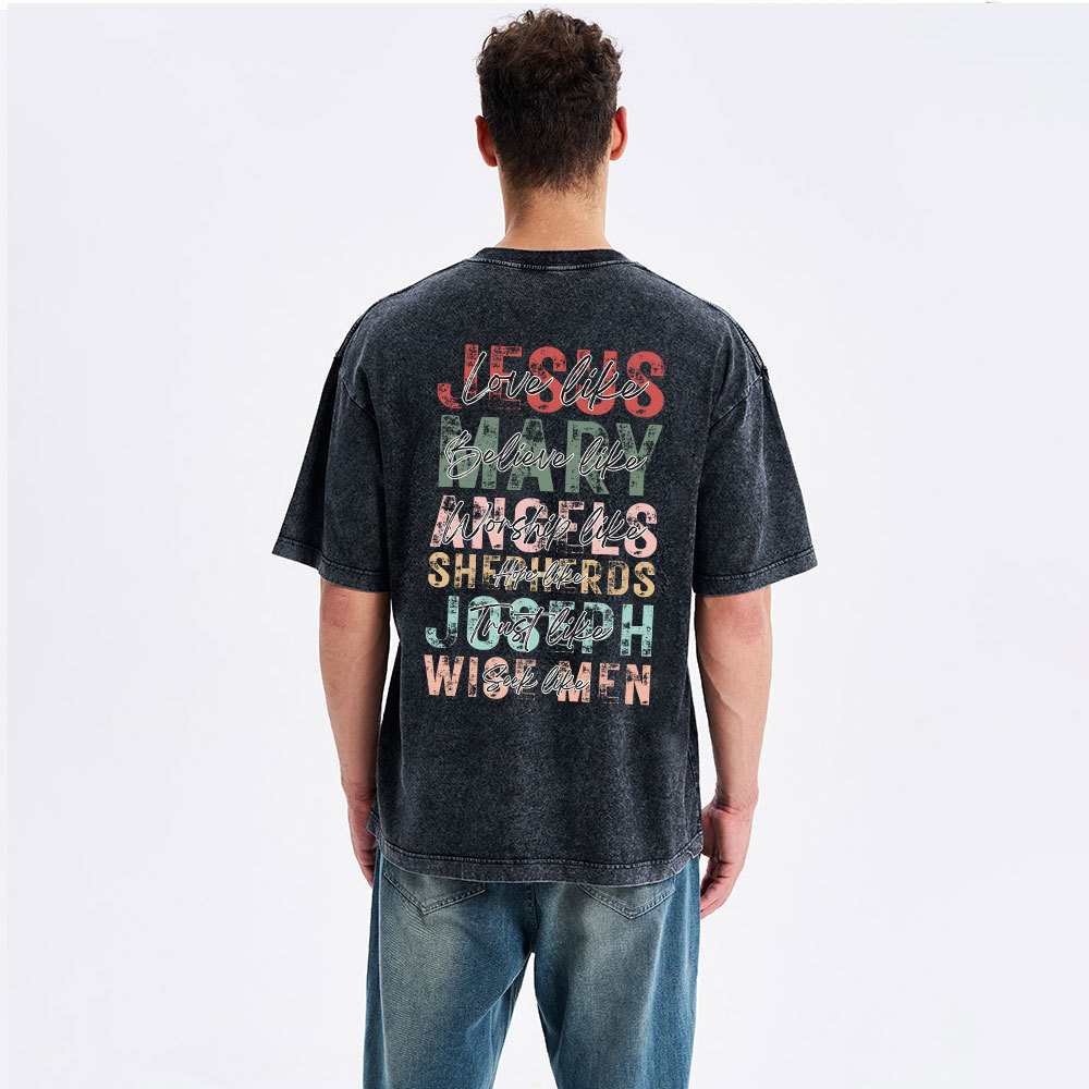 Love Like Jesus Christian Christmas Washed T-Shirt