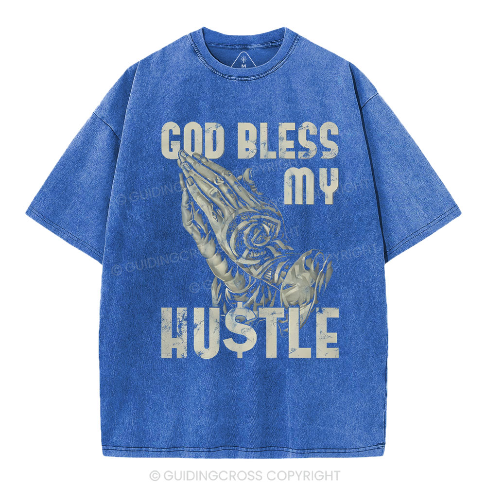 God Bless My Hustle Christian Washed T-Shirt Sale - GuidingCross