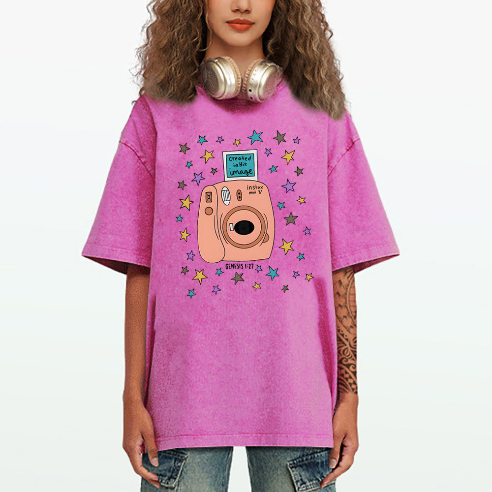 Created In His Image Christian Washed T-Shirt