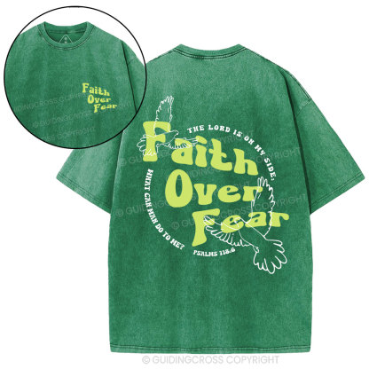 Faith Over Fear Dove Christian Washed T-Shirt