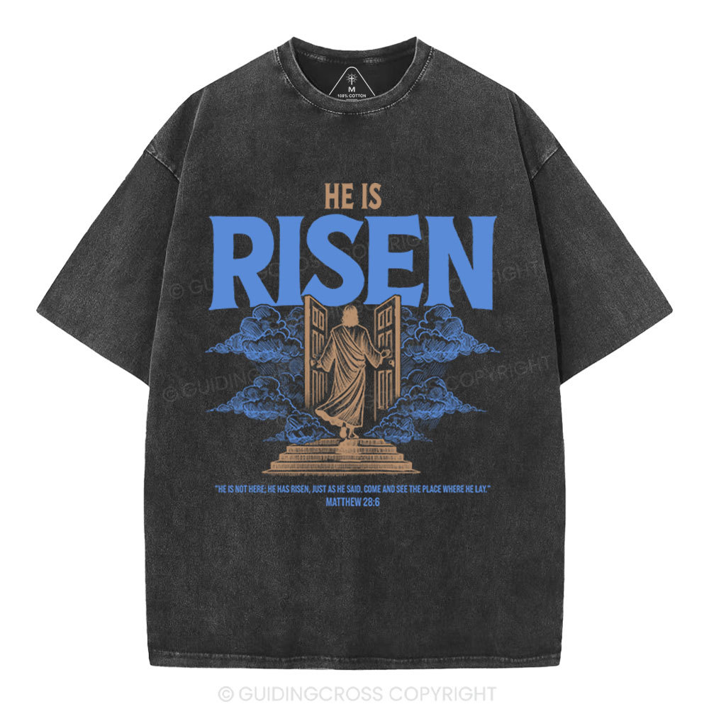 He Is Risen Christian Washed T-Shirt