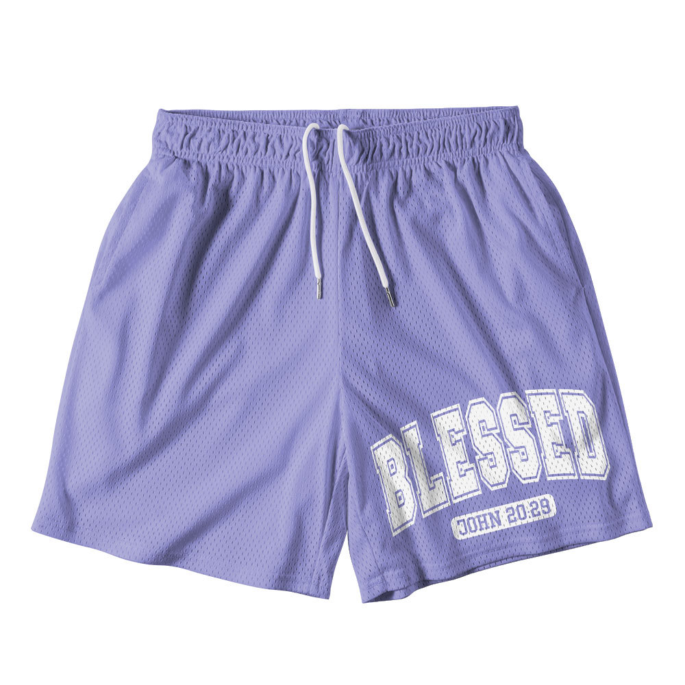 Blessed Light Purple Christian Mesh Shorts