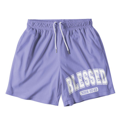Blessed Light Purple Christian Mesh Shorts