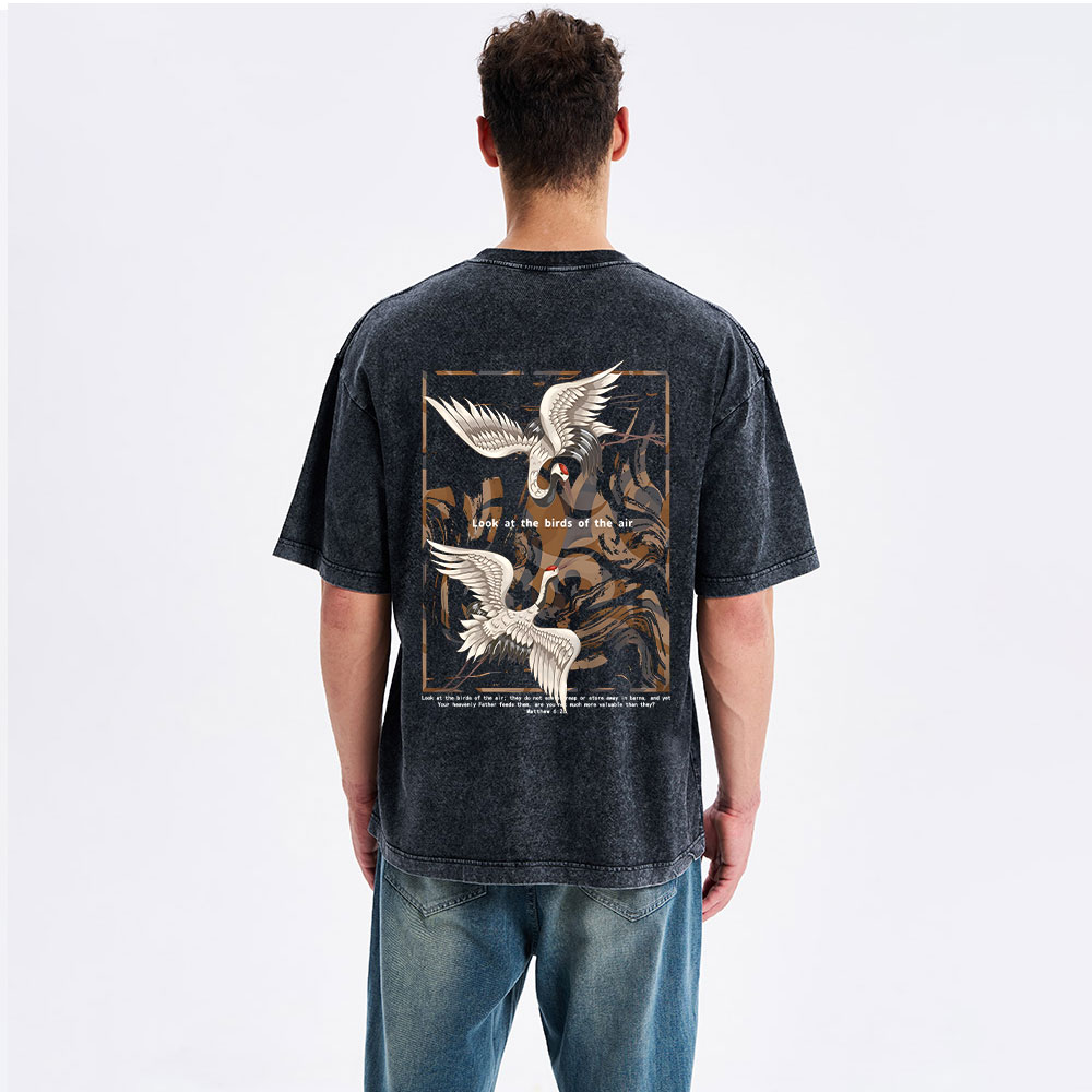 Look At The Birds Of The Air Christian Washed T-Shirt