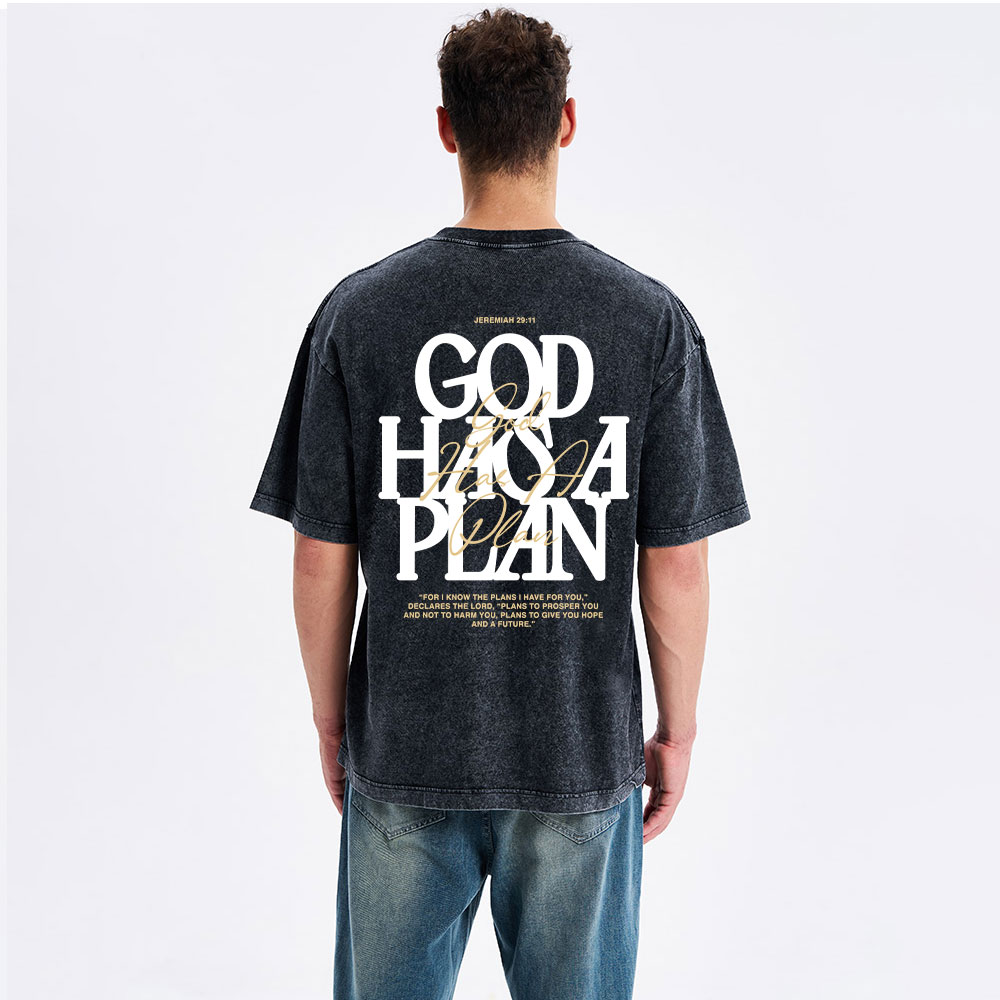 God Has A Plan Christian Washed T-Shirt