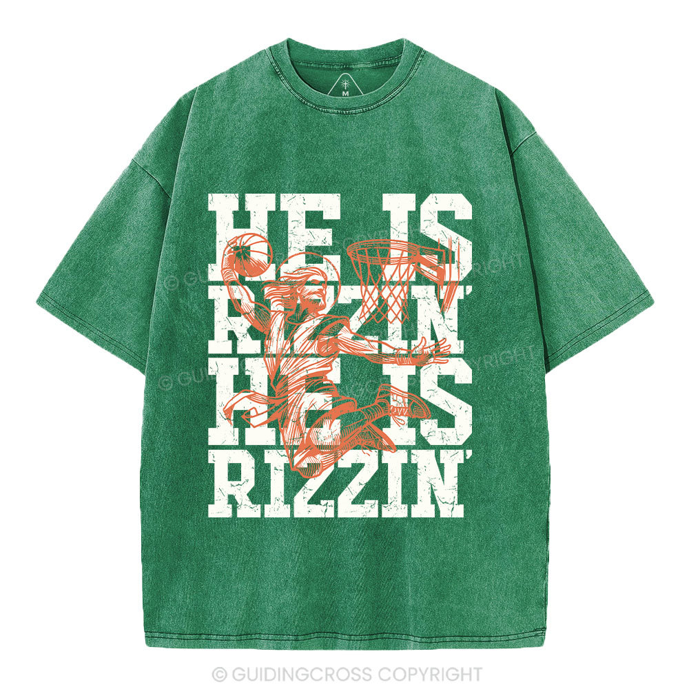 He Is Rizzin Christian Washed T-Shirt