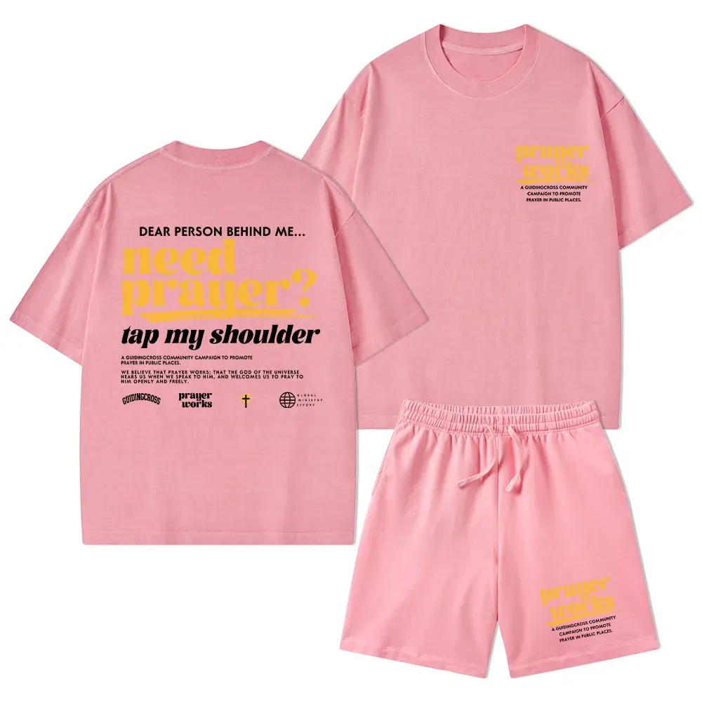 Need Prayer Tap My Shoulder Christian Washed T-Shirt & Shorts