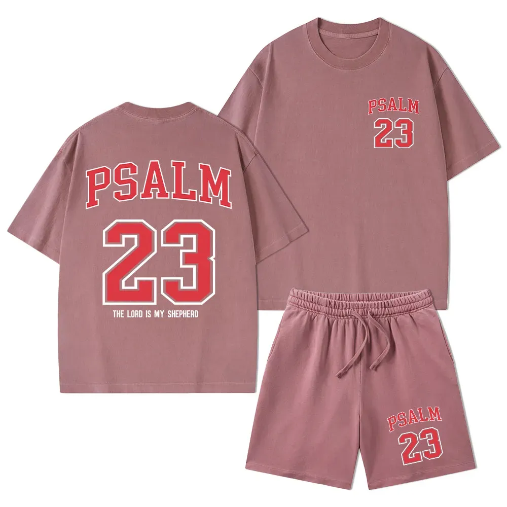 Psalm 23 Christian Washed T-Shirt & Shorts