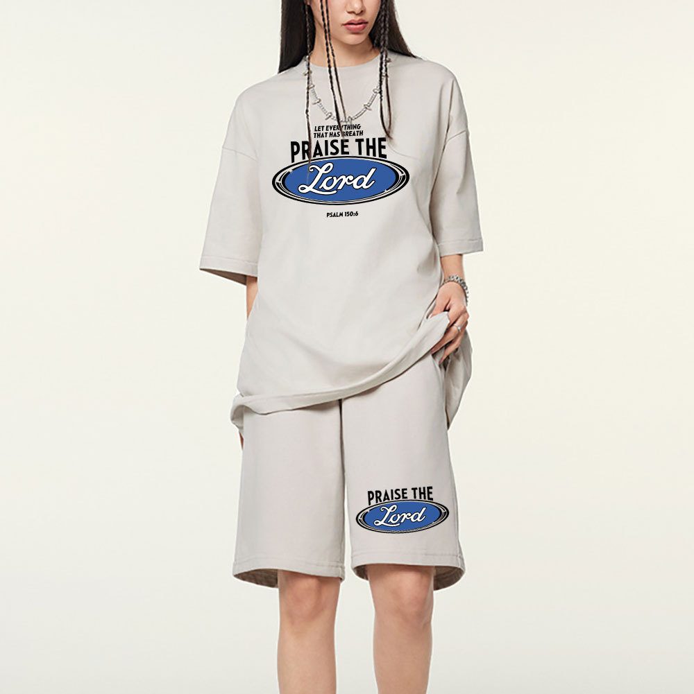 Praise The Lord Christian Washed T-Shirt & Shorts