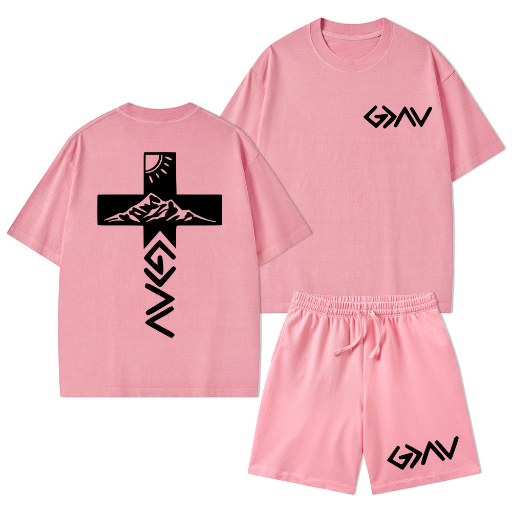God Is Greater Than The Highs And Lows Christian Washed T-Shirt & Shorts