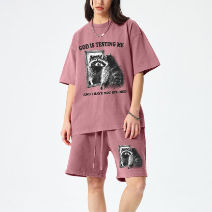 God Is Testing Me And I Have Not Studied Christian Washed T-Shirt & Shorts
