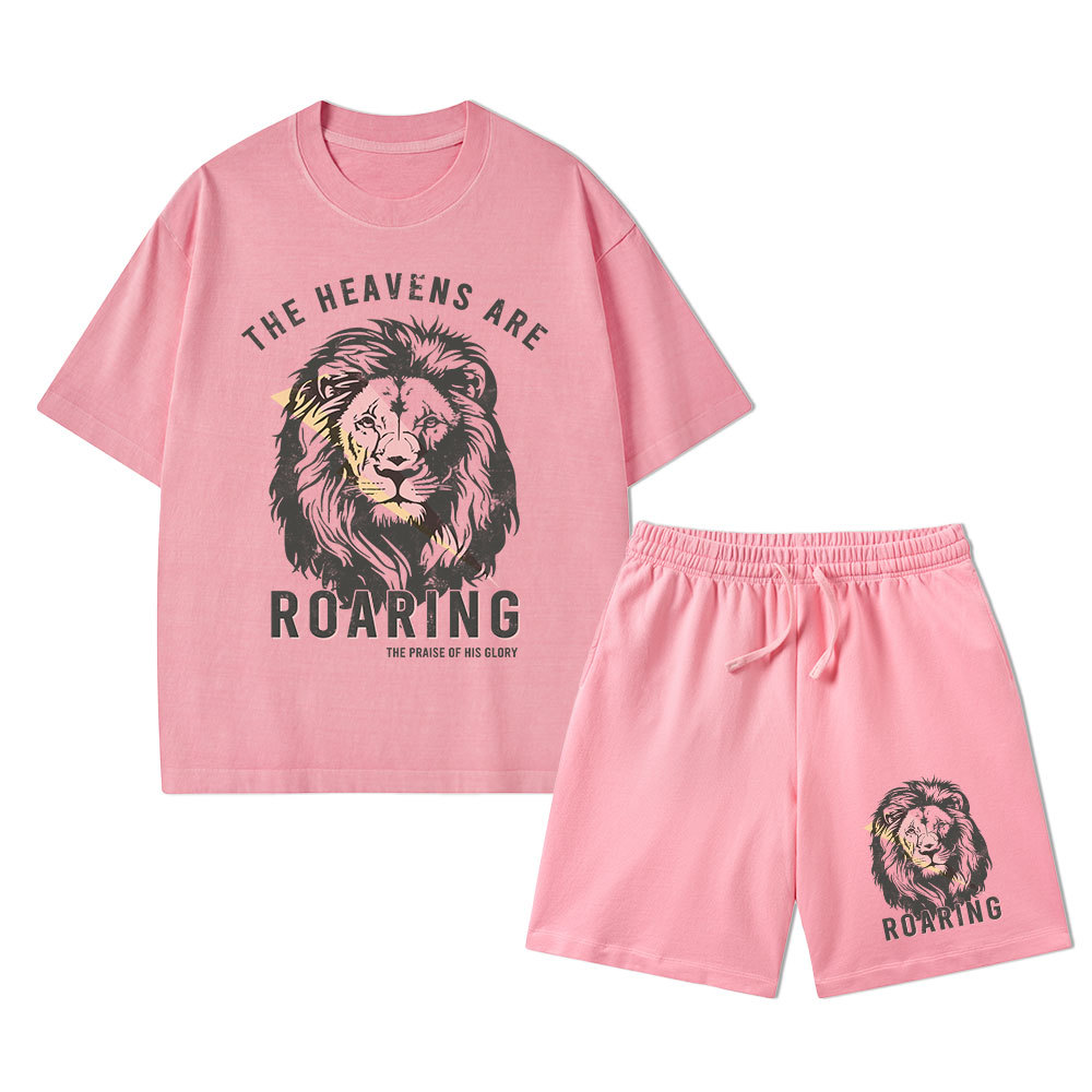 The Heavens Are Roaring Christian Washed T-Shirt & Shorts