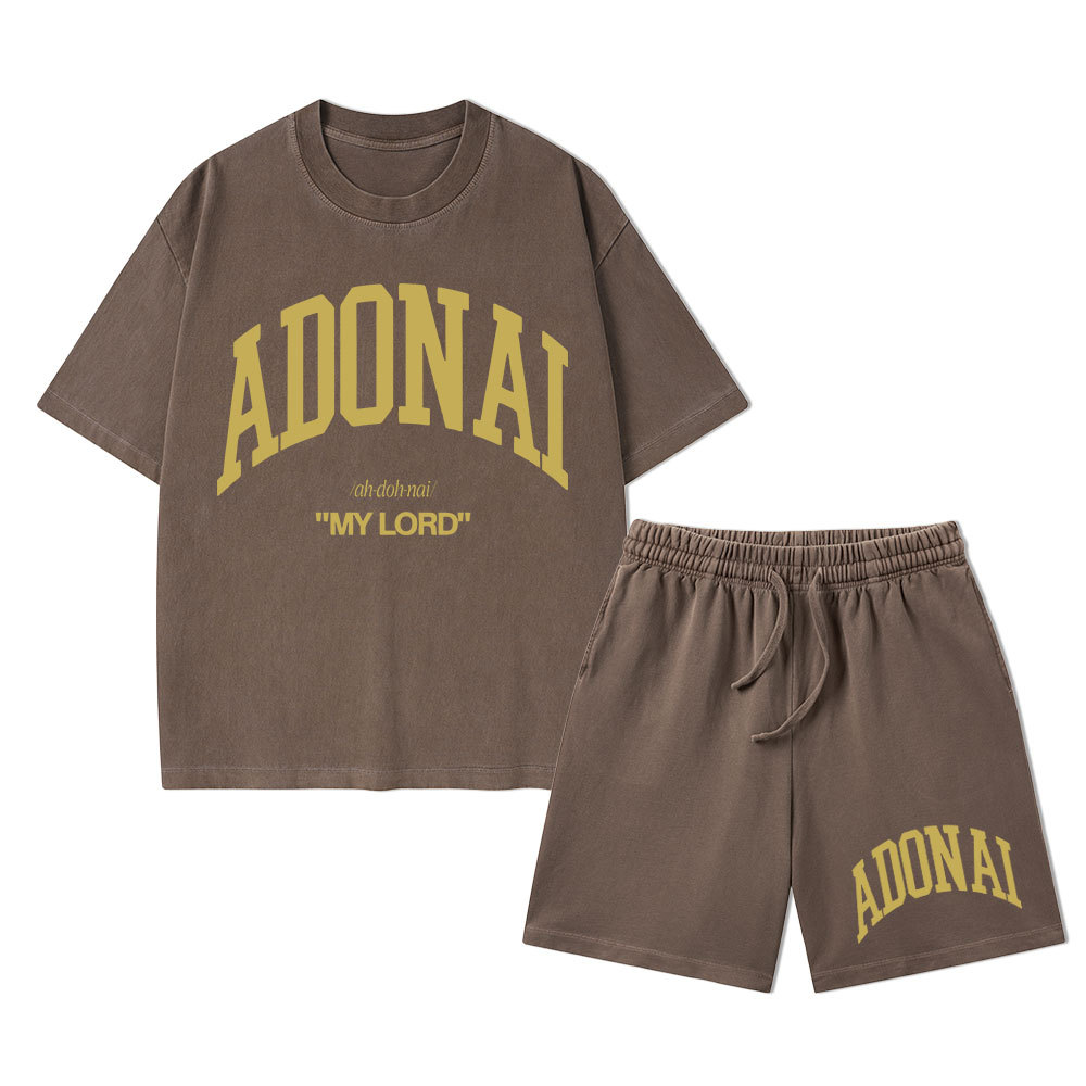 ADONAI My Lord Christian Washed T-Shirt & Shorts