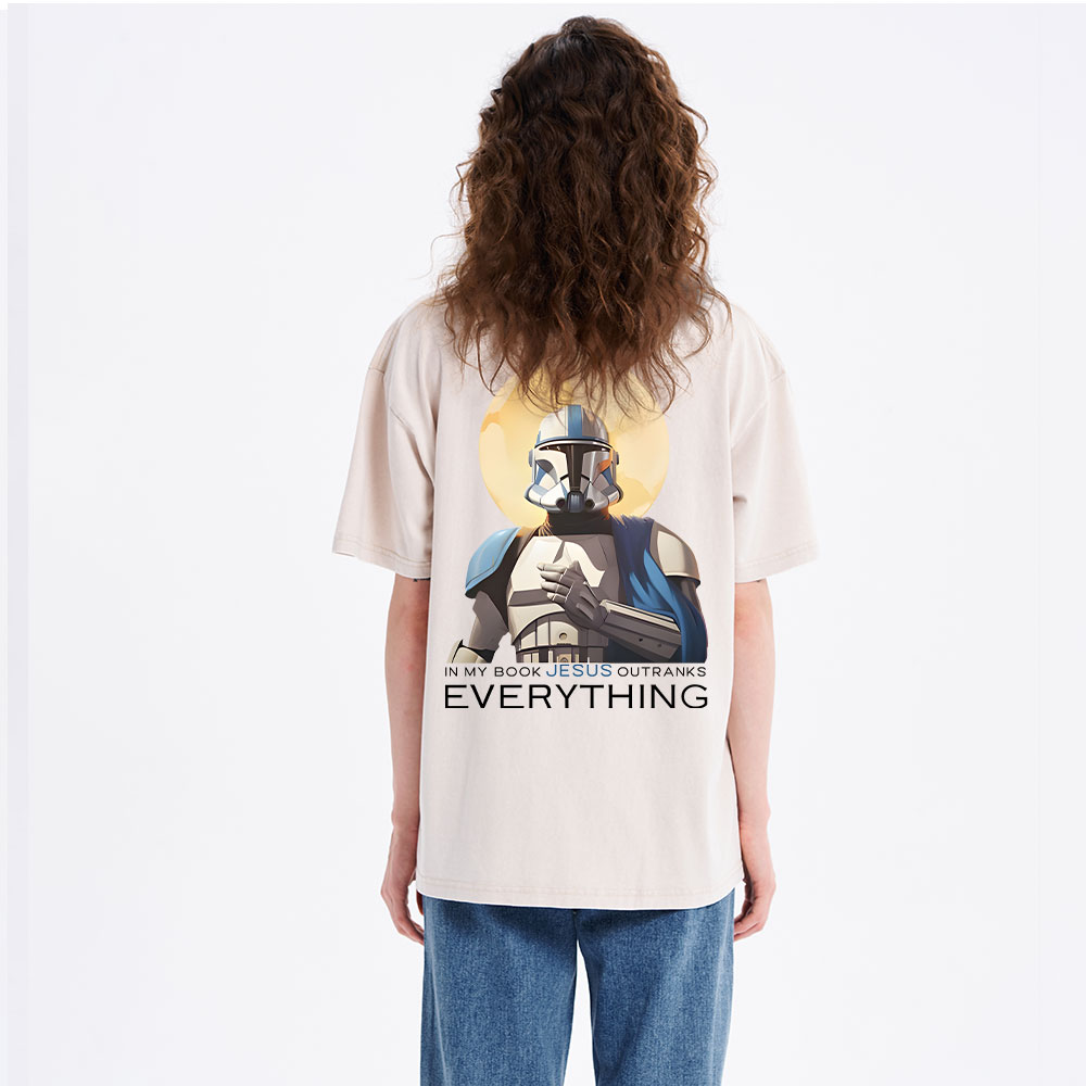 In My Book Jesus Outranks Everything Christian Washed T-Shirt