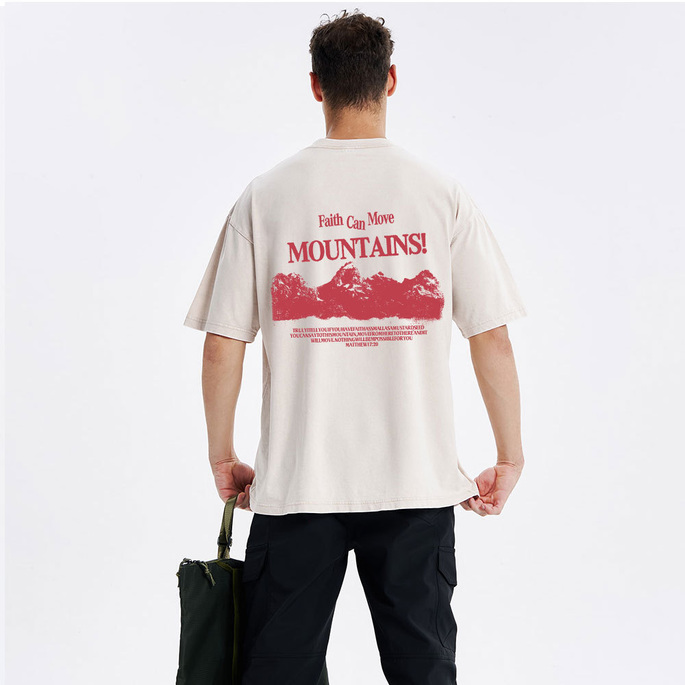 Faith Can Move Mountain Christian Washed T-Shirt