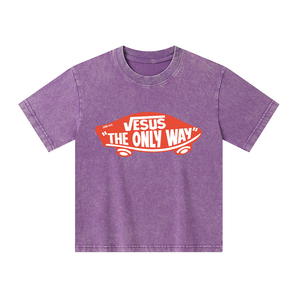 Jesus The Only Way Kid Washed T-Shirt