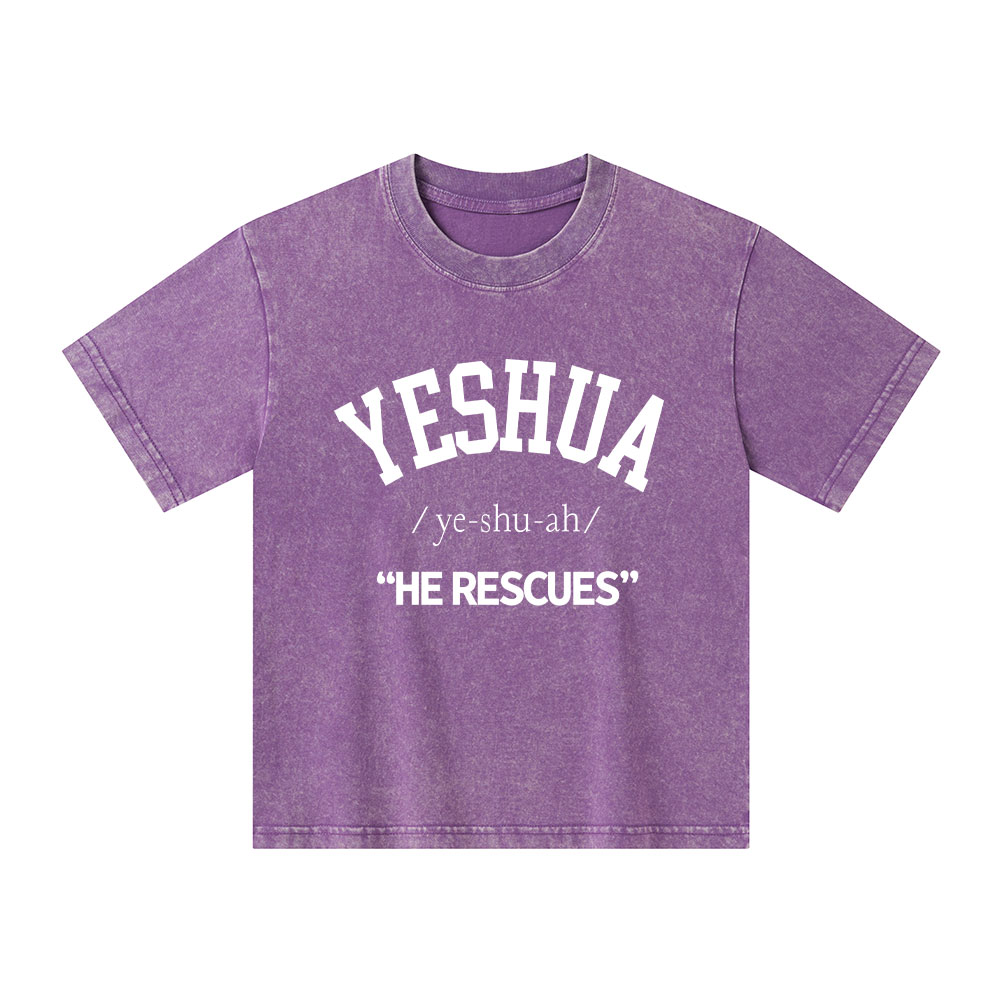 Yeshua He Rescues Kid Washed T-Shirt
