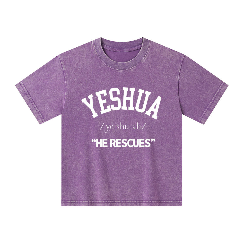 Yeshua He Rescues Kid Washed T-Shirt
