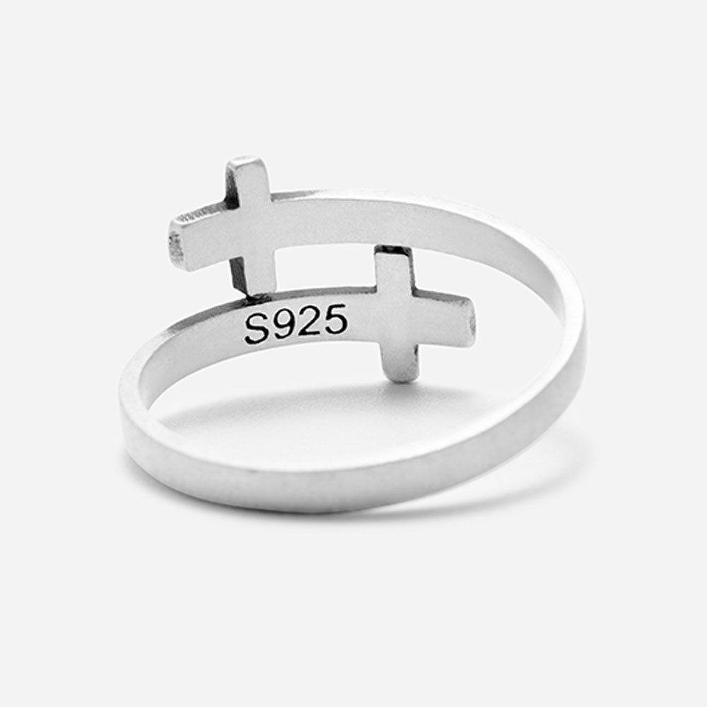Double Cross Christian 925 Sterling Silver Ring